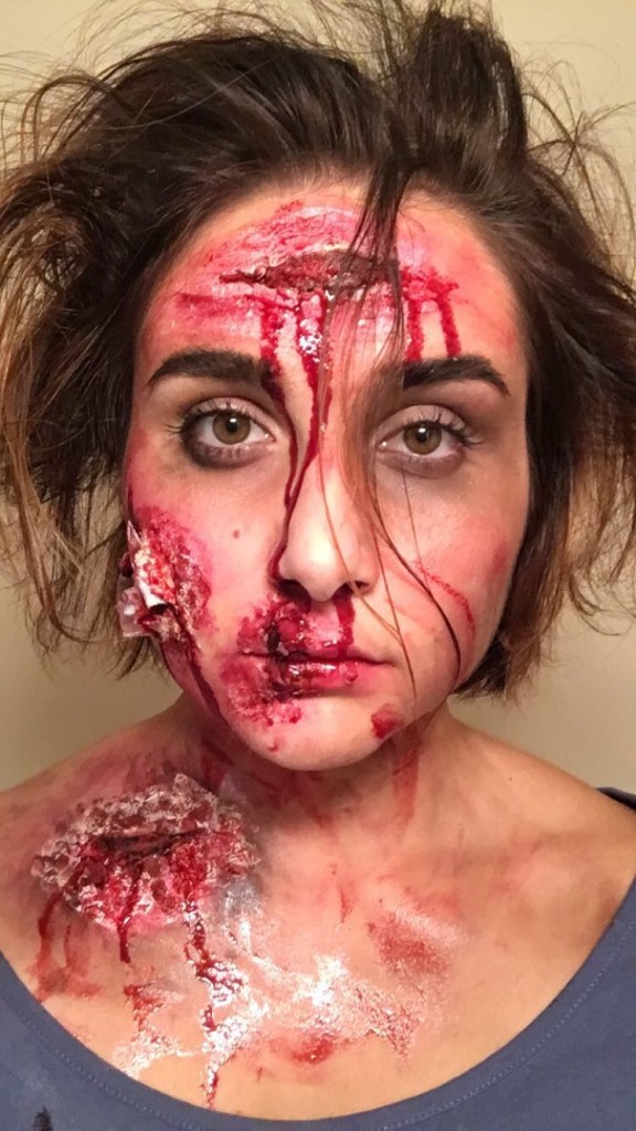 Maquillage halloween accident voiture rainbow&amp;runlight